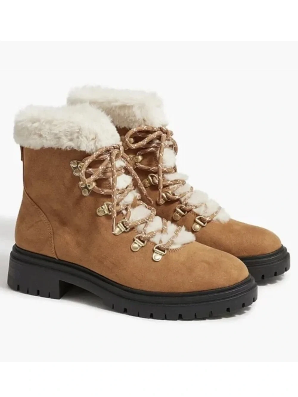 J. Crew Women’s Sherpa Lace Up Winter Boot Chestnut Size 9 Hiking